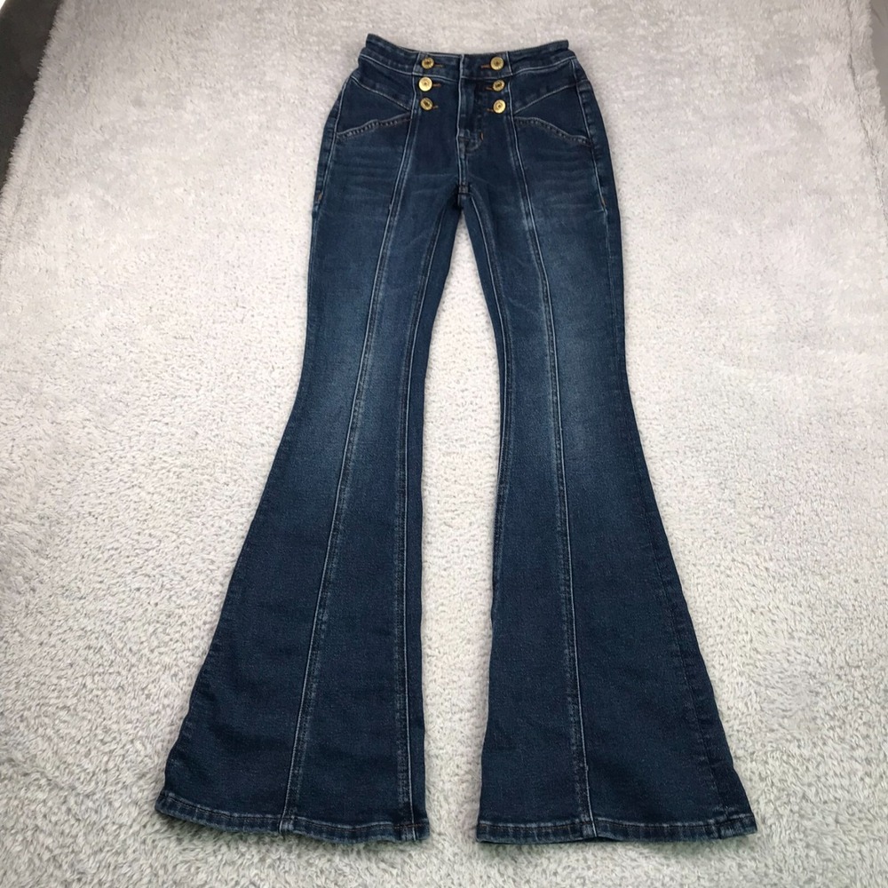 Rock &‎ Roll Cowgirl Jeans Women 24 (24x31) High Rise Flare Seam Front Bareback